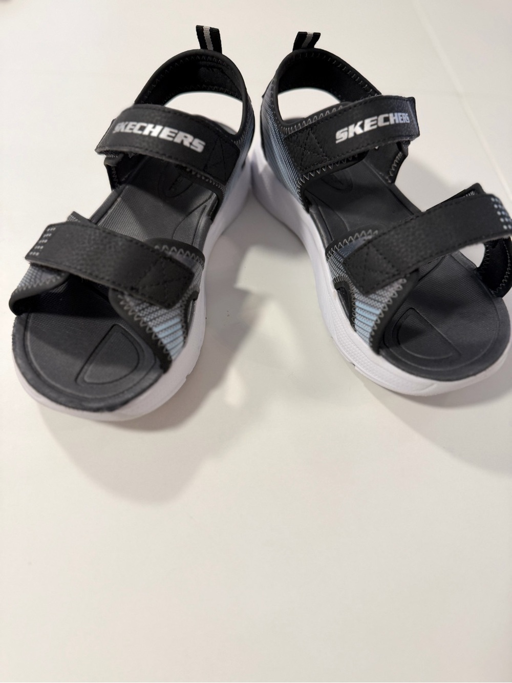 Skechers Microspec Splash Boys Sandals Size 4 Black Silver